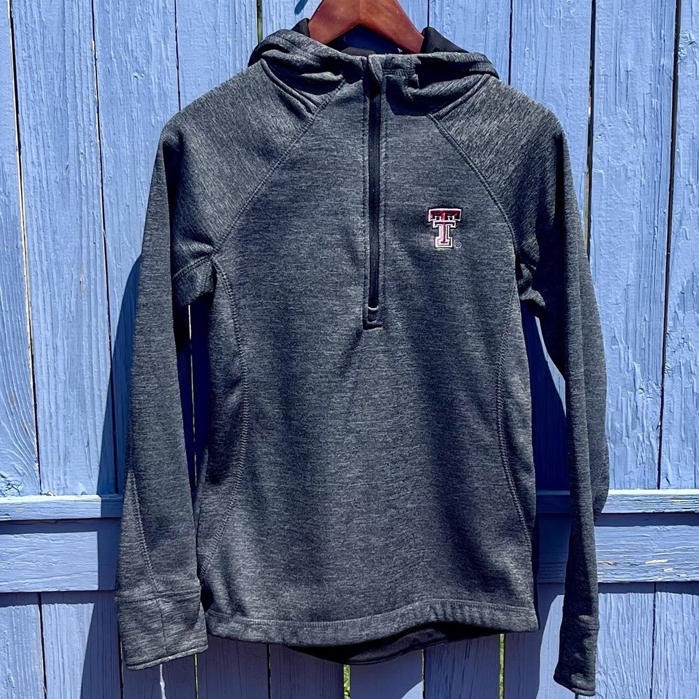 Colosseum Dark Gray Heather Half-Zip Hoodie with Embroidered Logo
